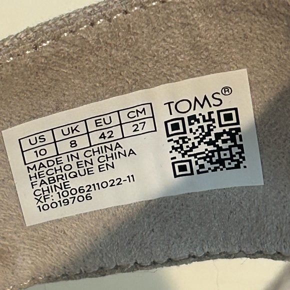 TOMS Madelyn Womens Sz 10 Shoes Pebble Gray Canvas Embossed Suede Wedge Sandal - Picture 9 of 9